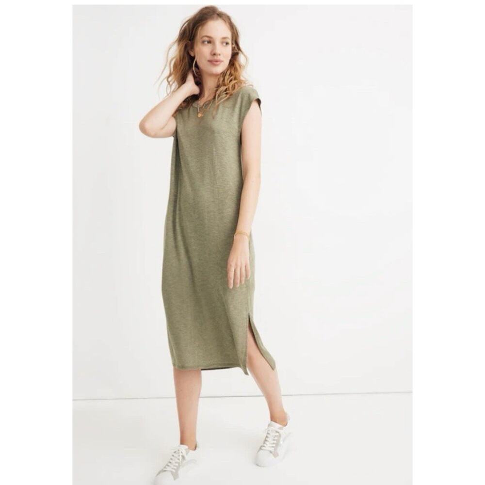 Madewell Muscle Midi Green Long Jersey Dress Size Medium - Picture 10 of 10